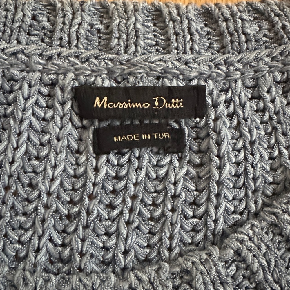 5 for $25 // Massimo Dutti light blue 3/4 sleeves knit fisherman sweater medium - Picture 3 of 7